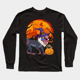 Baboon pumpkin witch Long Sleeve T-Shirt